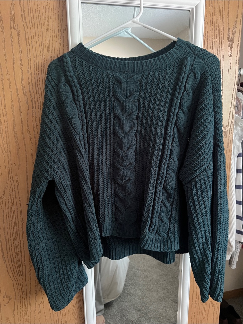 Universal Thread Women's Cable Crewneck Sweater - Teal Green